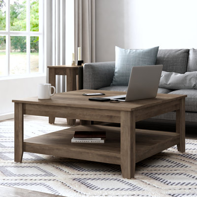 17 Stories Balboa Distressed Pine 2-Piece Coffee And End Table Set